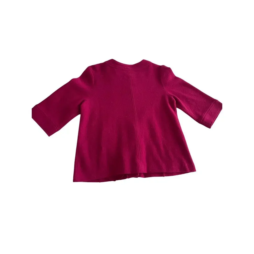 Chico’s Hot Pink 100% Wool Jacket with Silver Toggle Snaps - Size 1